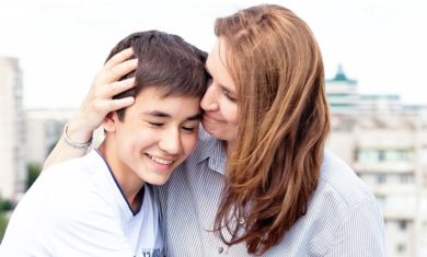 Portrait,Of,A,Mother,With,Her,Son,Teenager.,Tenderness,,Love,